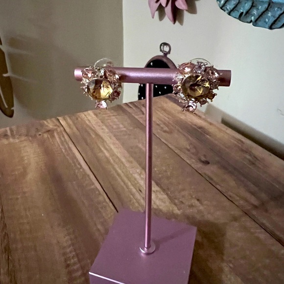 Beautiful citrine and clear gemstone cluster earrings - Picture 3 of 4